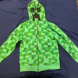 Minecraft Creeper Green Kids Hoodie with Facemask